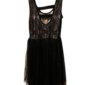 Black dress with cute ruffle lace